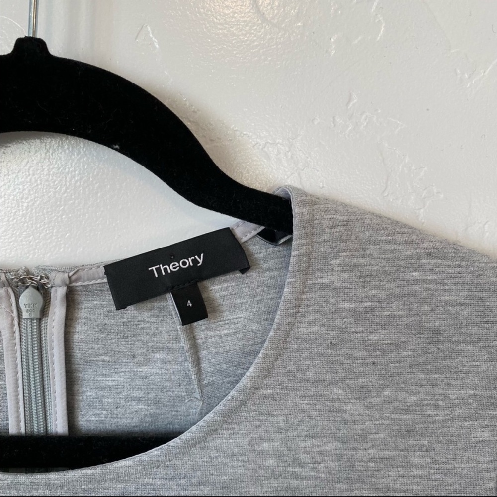 Theory | Gray Half Sleeve Mini Shift Fixture Pont Dress - Picture 3 of 8